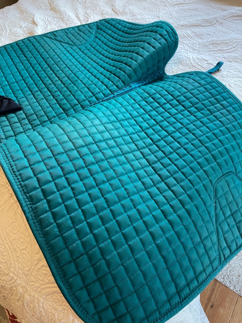 Woof Wear British green large dressage saddle pad and large fly bonnet - Picture 4 of 5